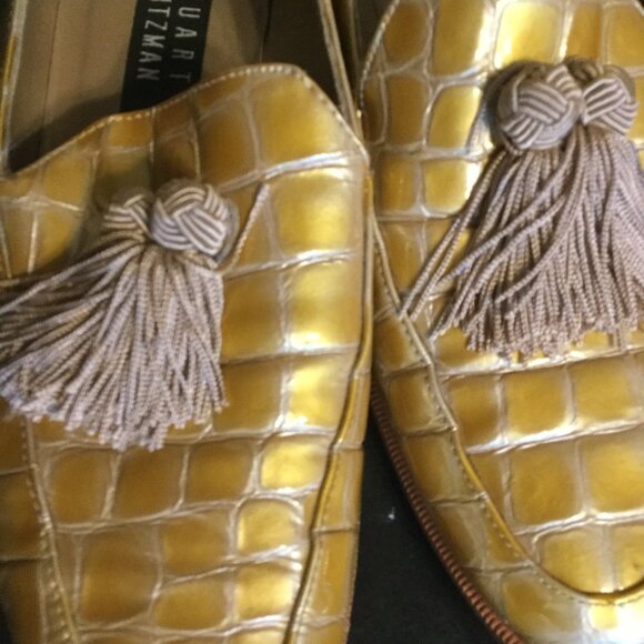 Stuart Weitzman leather flats shoes made in Spain  size 8/8.5  golden yellow - Picture 5 of 6